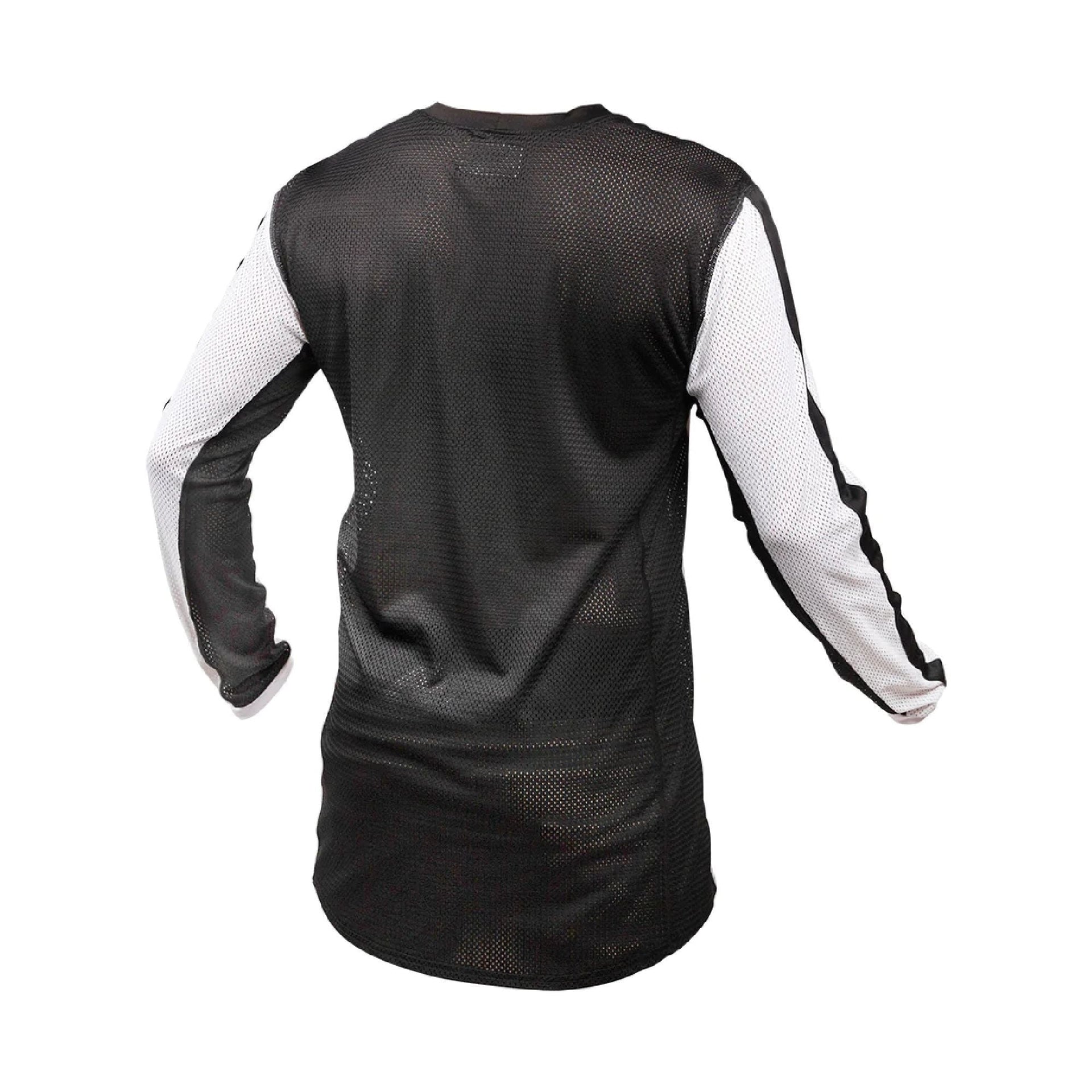 Youth air-cooled jersey in black with white sleeve accents and mesh back
