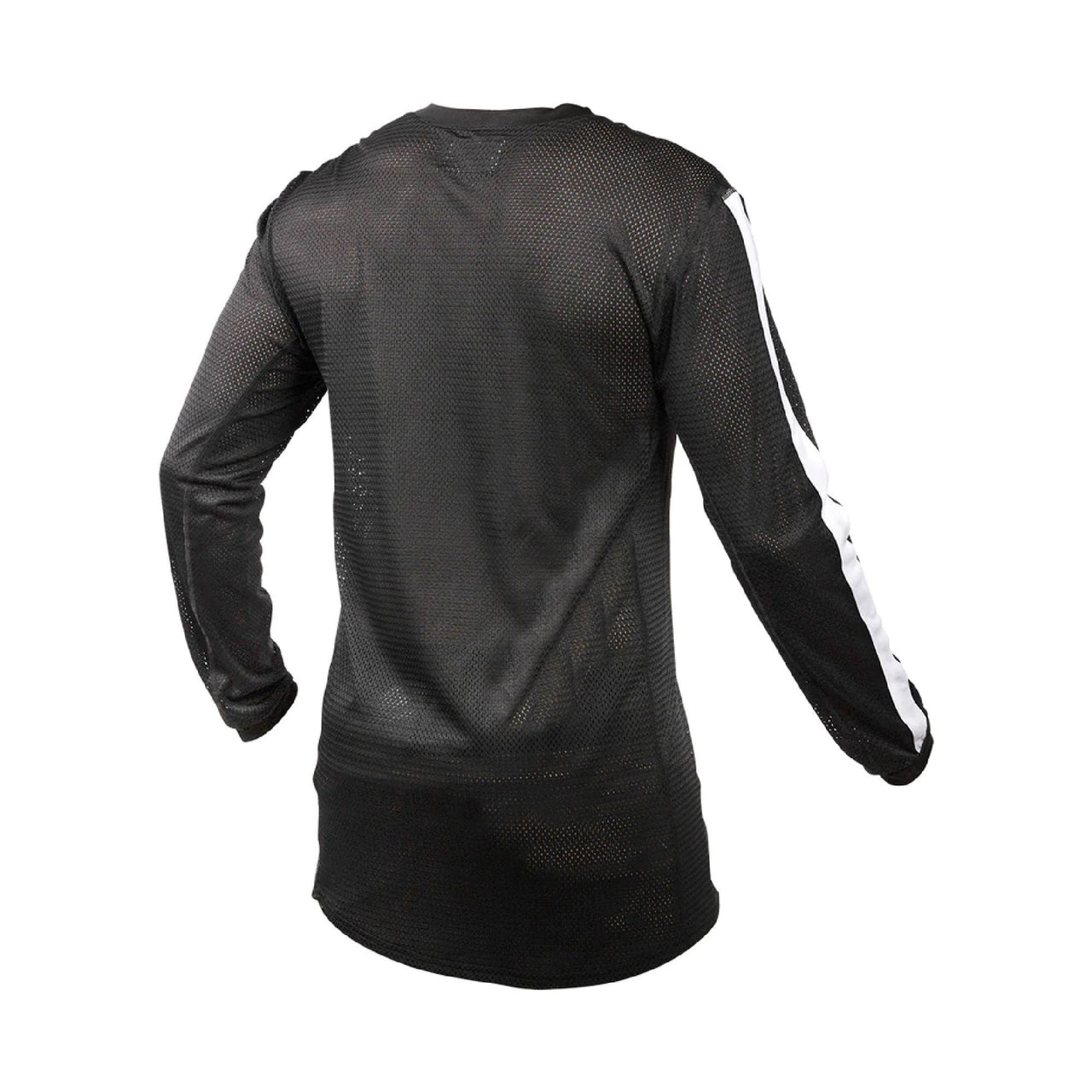 Youth air-cooled jersey in black with mesh-knit back and white side stripes
