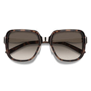 Tortoise acetate polarized sunglasses, front view, dark gradient lenses