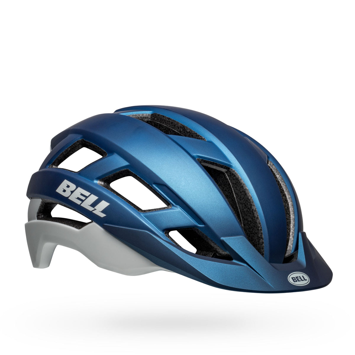 BELL bike helmet, matte blue and gray with ventilation vents