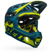 MTB helmet with MIPS, blue shell with hi-viz yellow highlights and wide ventilation