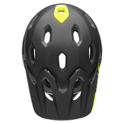 MTB helmet with MIPS, matte black shell with neon yellow top vent and cutout openings