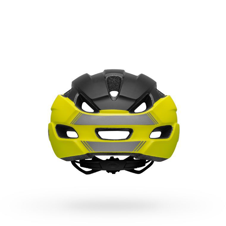 Bell Trace helmet in black and yellow, vented shell with rear adjuster straps
