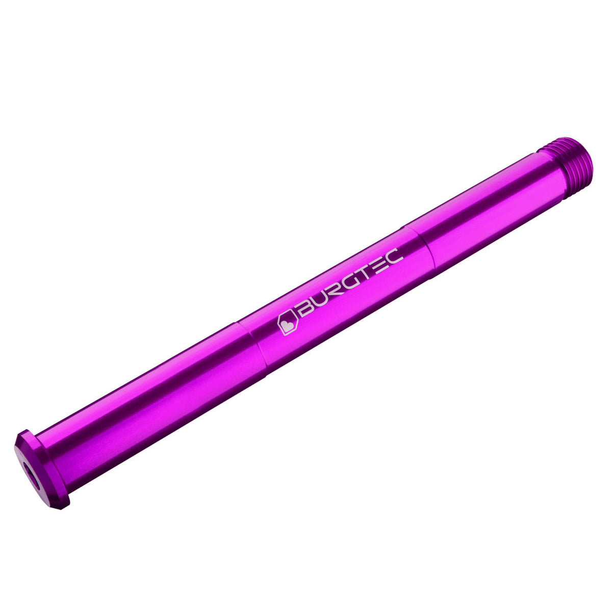 Burgtec RockShox purple fork axle 15x110mm, cylindrical bolt with logo
