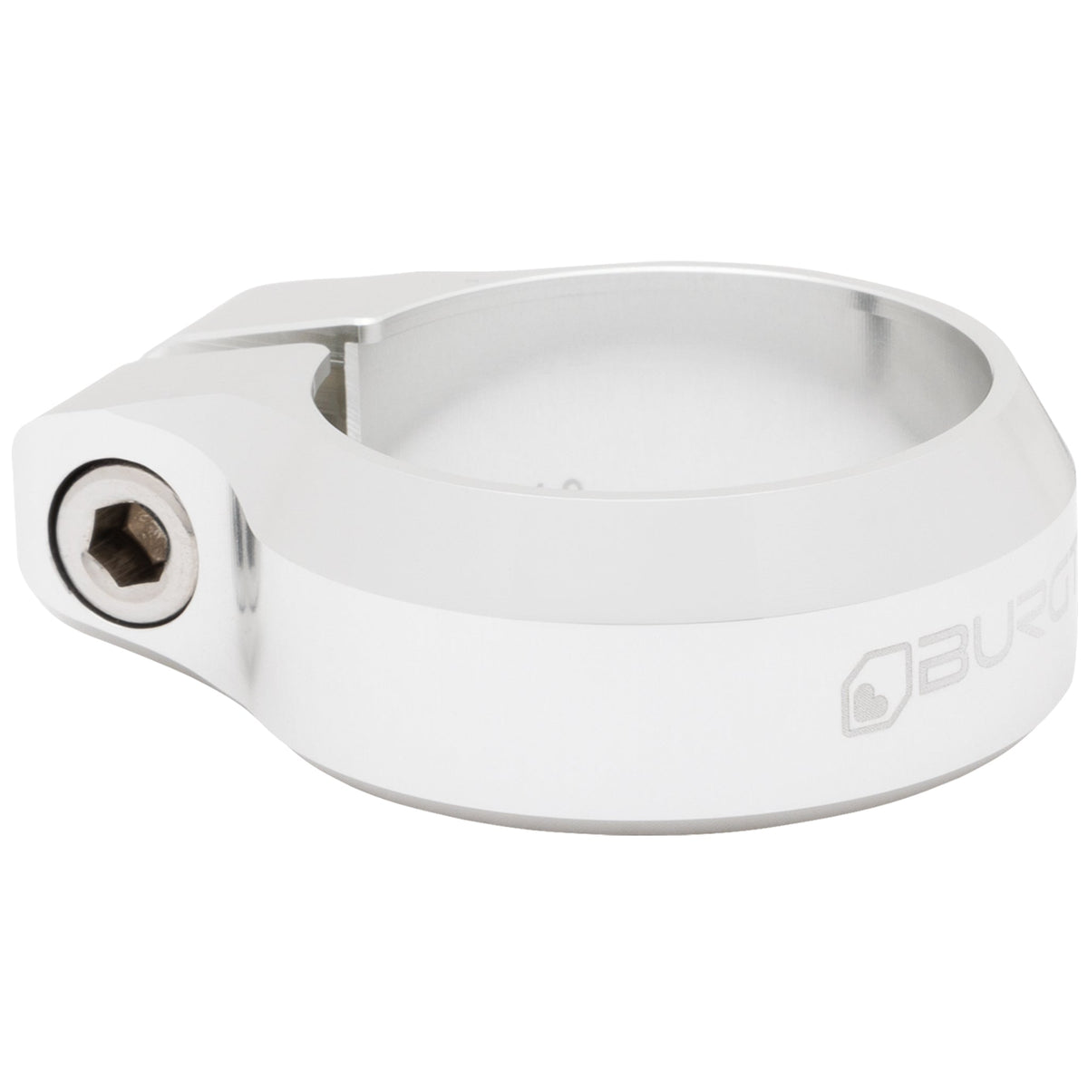 34.9mm rhodium silver seat clamp with hex bolt and smooth band