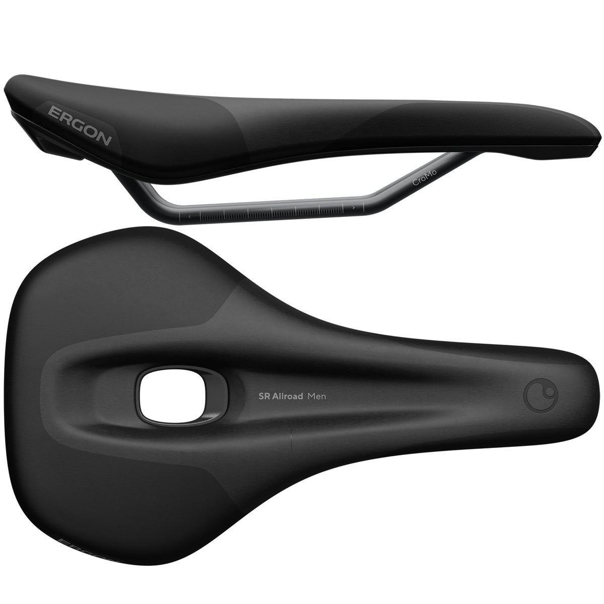 Black bicycle saddle with ergonomic cutout and smooth contoured shape