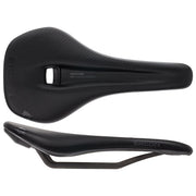 Ergon black carbon bicycle saddle with central cutout and streamlined shell