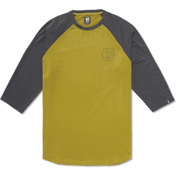 Tobacco raglan jersey with skate logo graphic and three-quarter sleeves