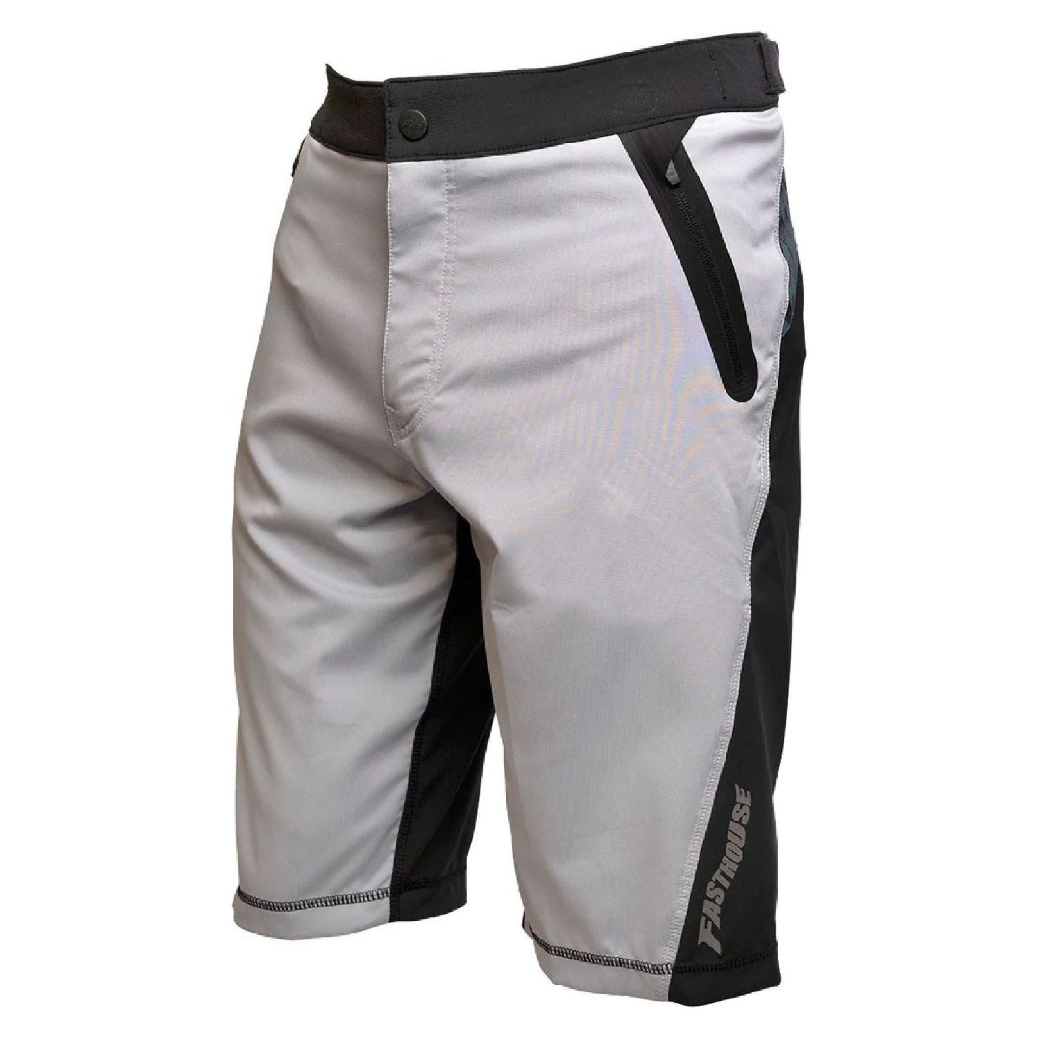 Fasthouse Crossline 2.0 velocity shorts in light silver with black side panels and hem