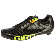 Men's Giro Empire SLX cycling shoe, black with lime accents and glossy upper.