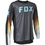 Dark gray long-sleeve jersey with large blue FOX logo