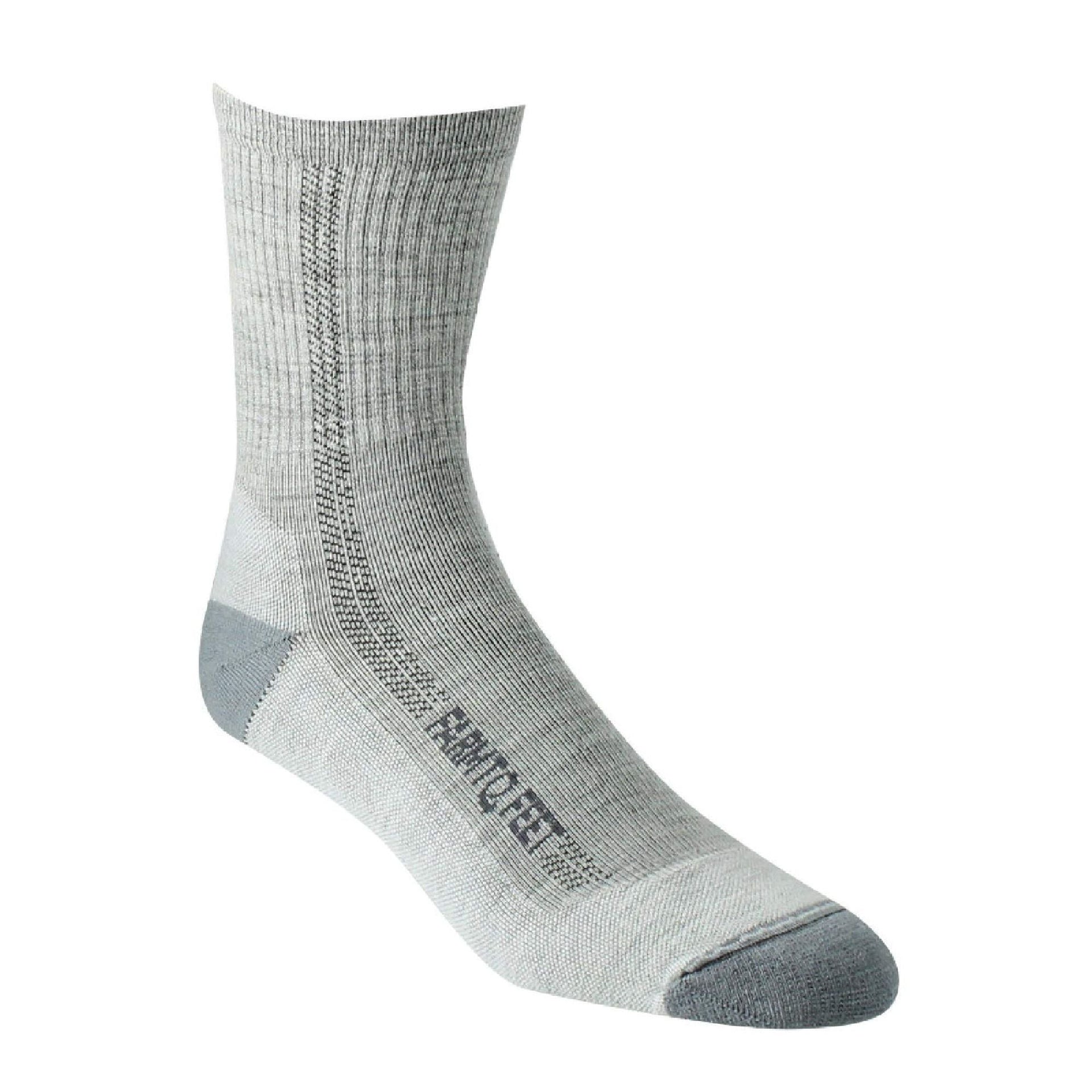 Light cushion 3/4 crew socks, heather gray with darker heel and toe