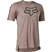 Tan short-sleeve cycling jersey with large Fox head logo on the chest