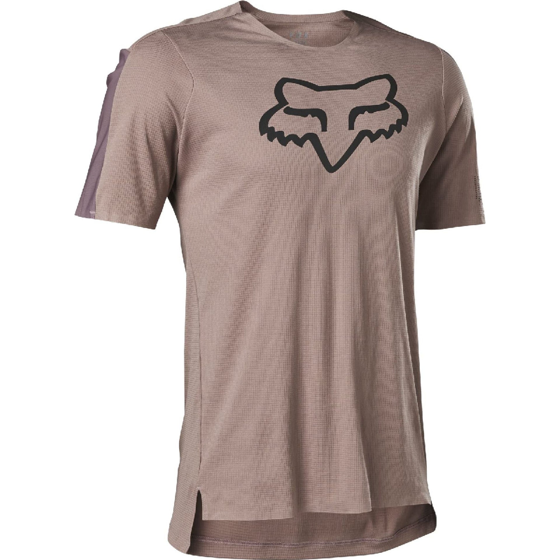 Tan short-sleeve cycling jersey with large Fox head logo on the chest