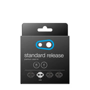 Crank Brothers cleat kit package, black with blue standard release label and silver icons