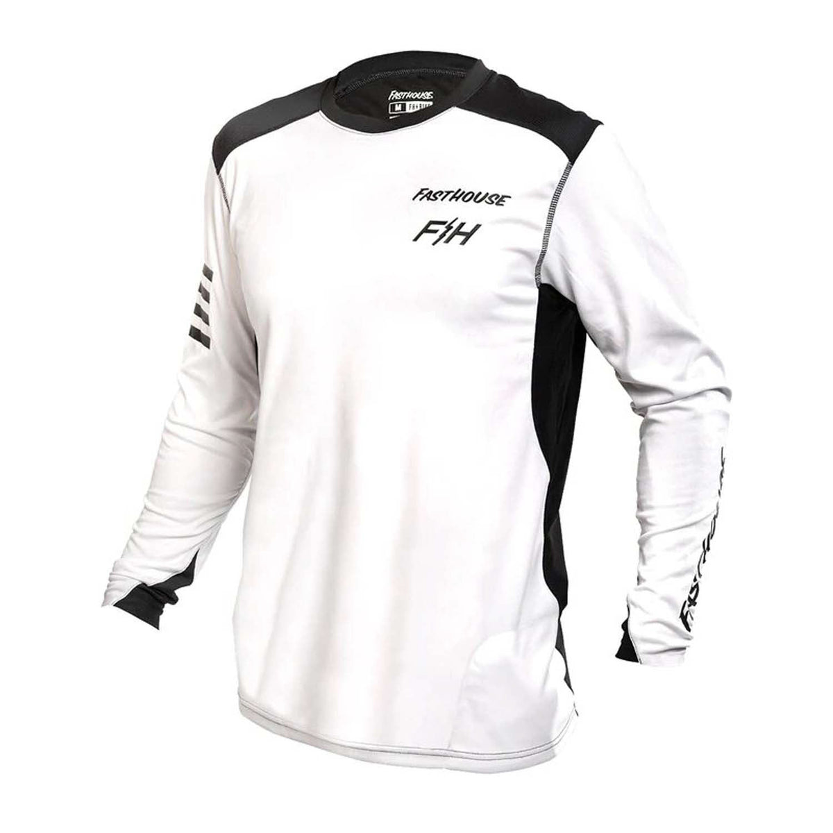 Fasthouse Alloy Rally long-sleeve jersey in white with black sleeves and chest logo