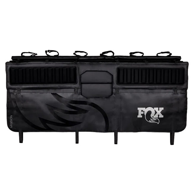 Black tailgate pad with Fox logo, ribbed top sections and four mounting feet