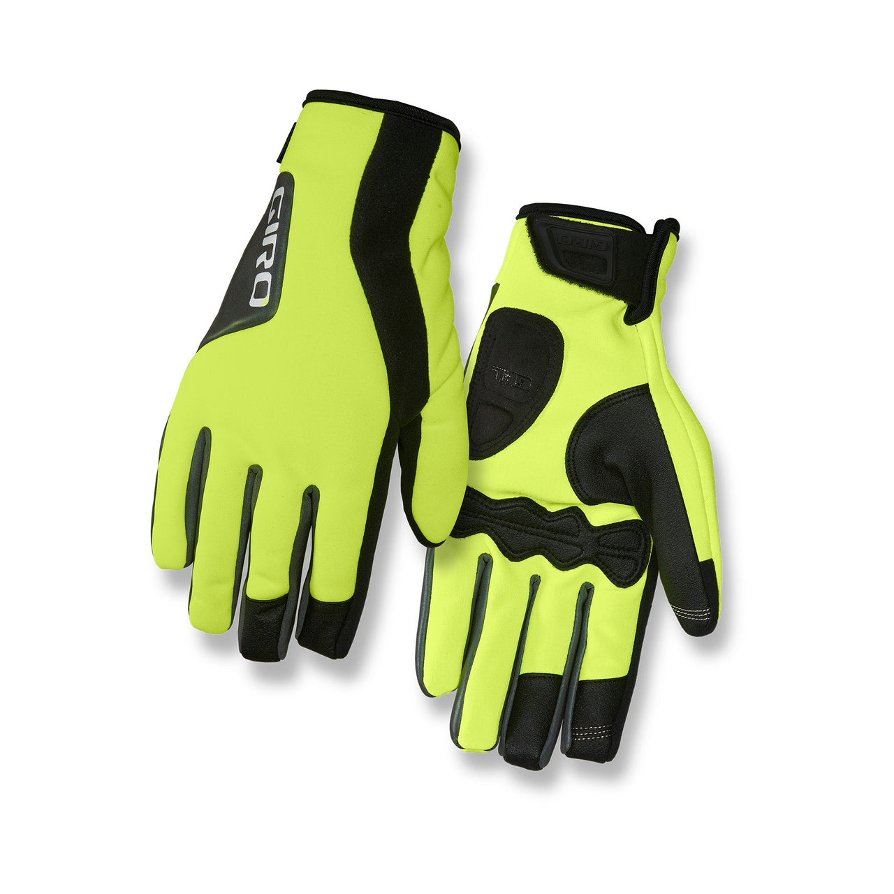 Giro Ambient 2.0 cycling gloves, highlight yellow with black palm and wrist strap