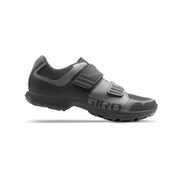 Women’s berm shoe in black with gray strap closure and rugged tread sole