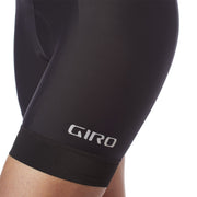 Black cycling shorts close-up: Giro logo waistband