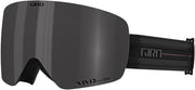 Giro snow goggles with dark smoke lens and patterned black strap, curved protective frame.