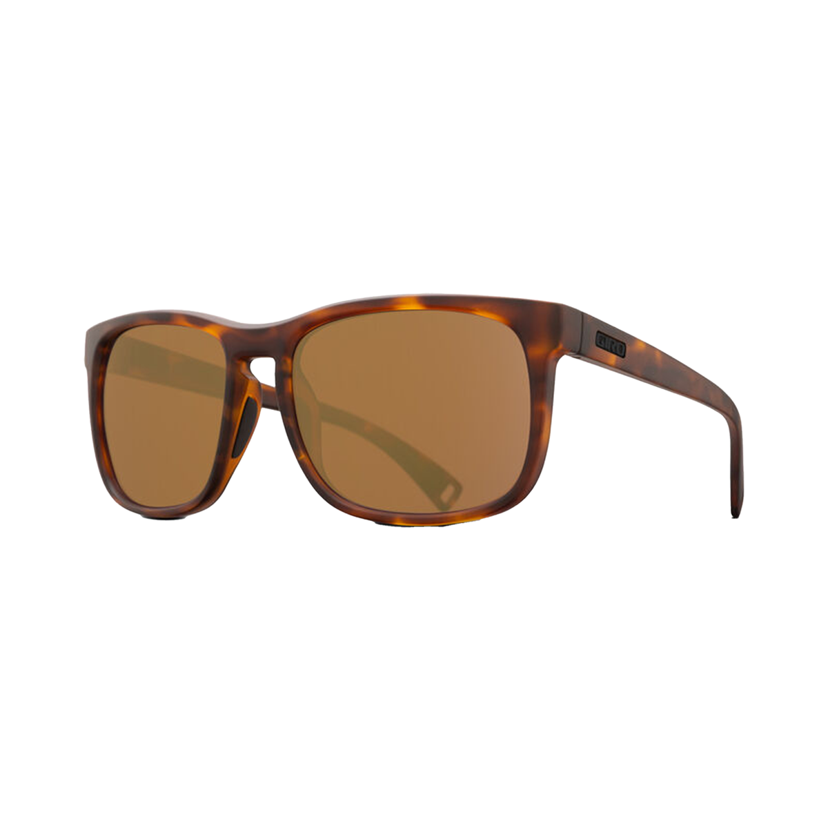 Sunglasses with tortoise frame and brown mirrored rectangular lenses