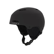 Matte black youth ski helmet with vented shell and adjustable chin strap, Giro