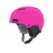 Matte bright pink youth ski helmet with vented shell and adjustable chin strap, Giro