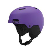 Matte purple youth ski helmet with vented shell and adjustable chin strap, Giro