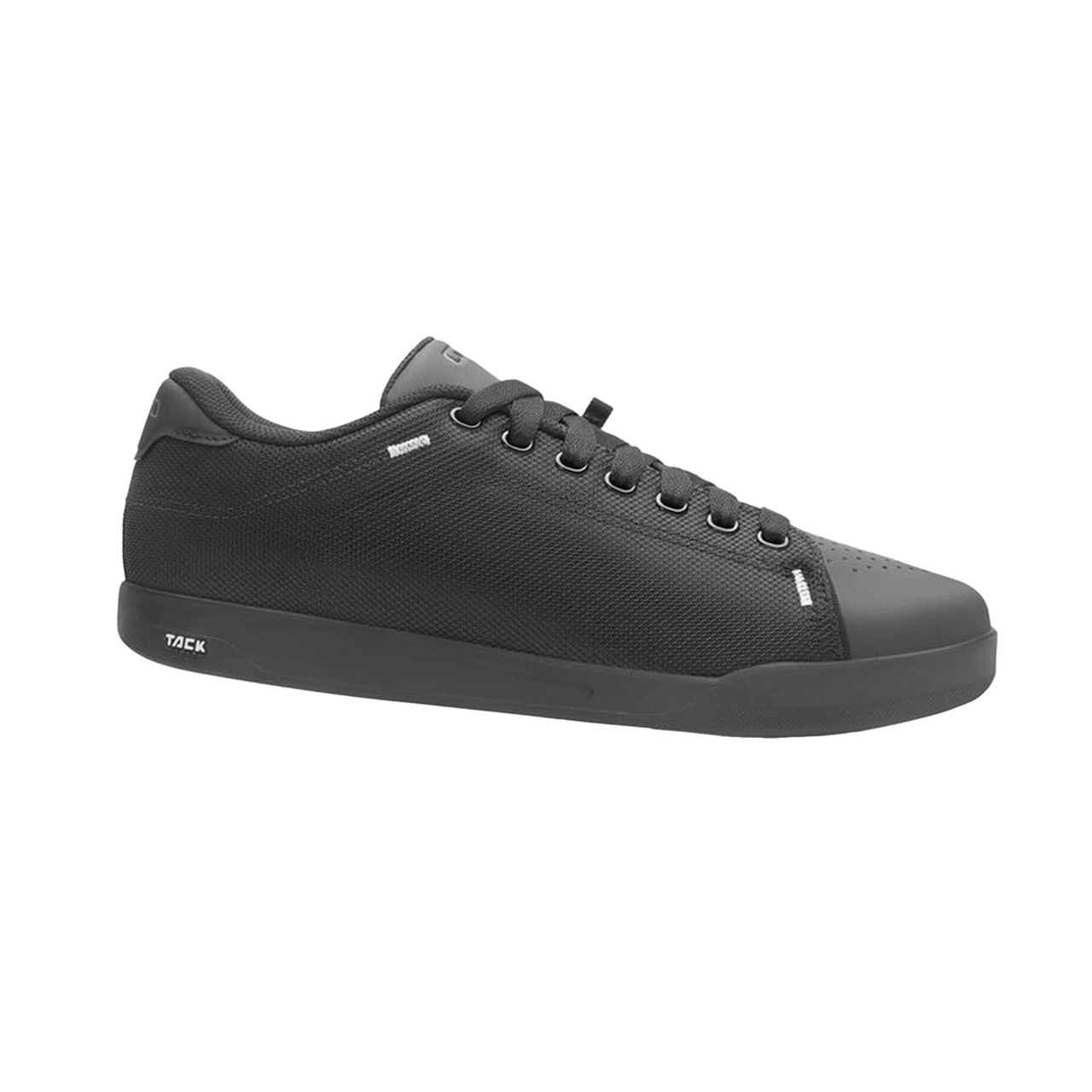 Men's lace-up low top skate shoe, black mesh upper with rubber sole