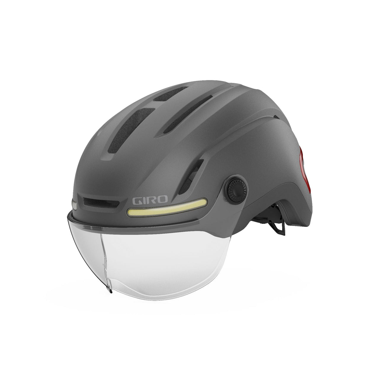 Shield MIPS helmet in dark graphite with clear visor and yellow trim