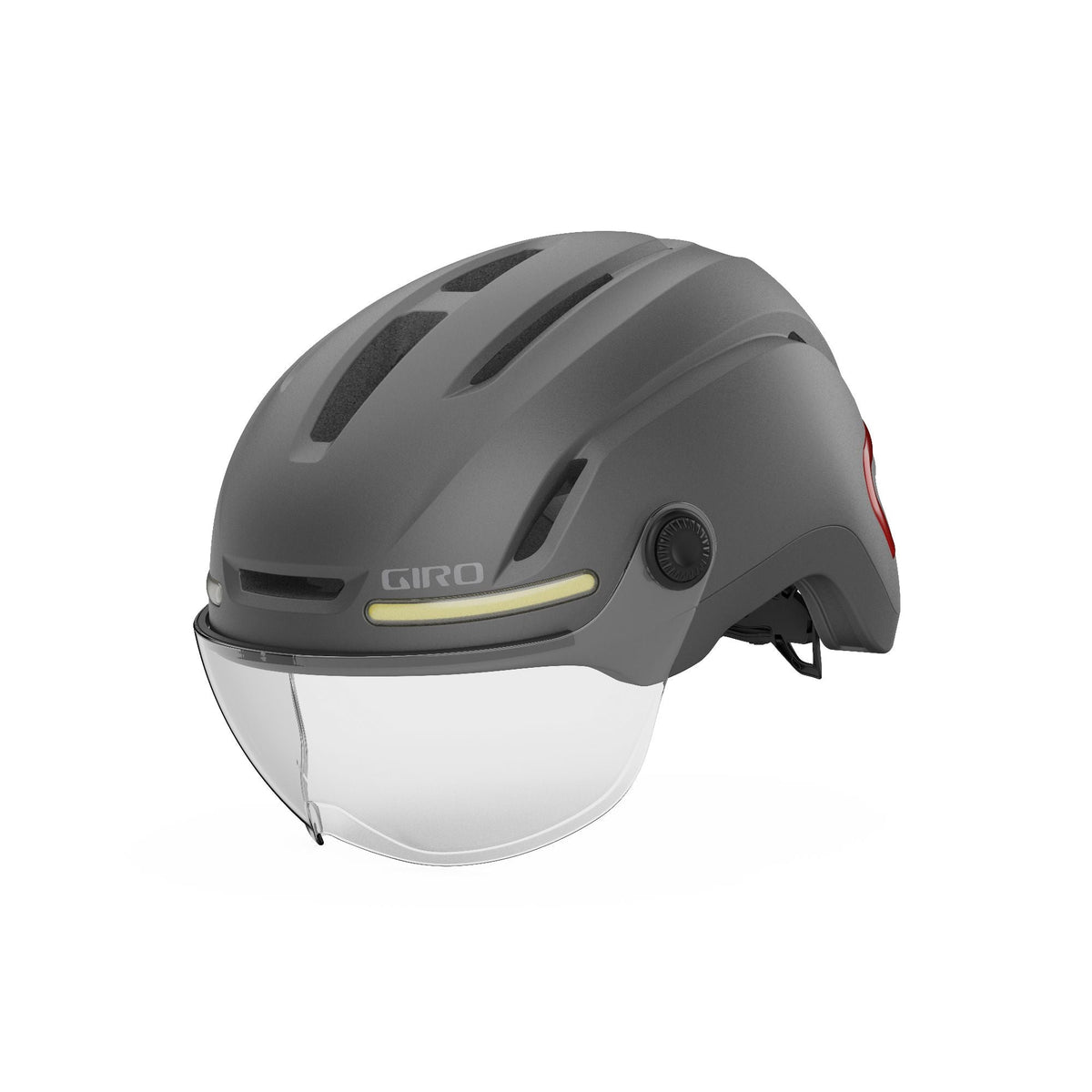 Shield MIPS helmet in dark graphite with clear visor and yellow trim