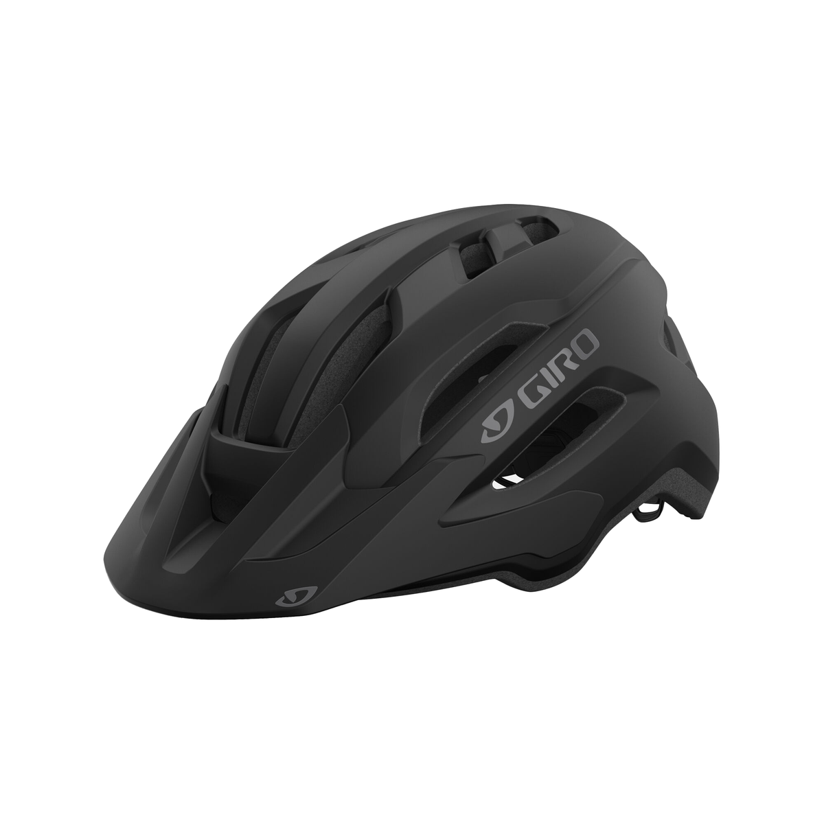 Matte black cycling helmet with front vents and Giro logo
