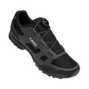 Men's cycling shoe with BOA dial, dark black knit upper and rugged rubber sole