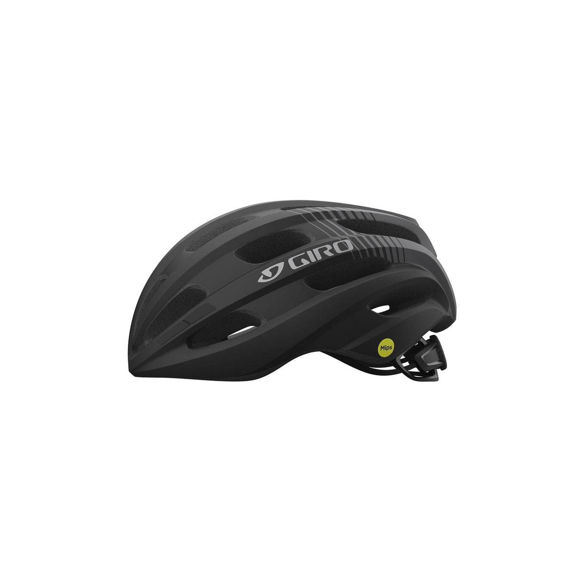 Giro Isode MIPS helmet, sleek black shell with GIRO logo and chin strap visible