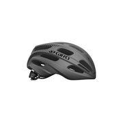 Dark gray Giro bike helmet, front view with vent channels and rear strap hardware