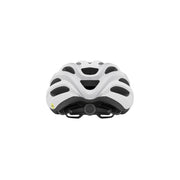 White Giro bike helmet, back view with ventilation and rear adjustment dial