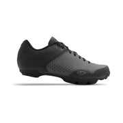 Black cycling shoe with lace-up closure, perforations, and side logo