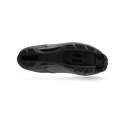 Black cycling shoe outsole with deep tread and round traction studs