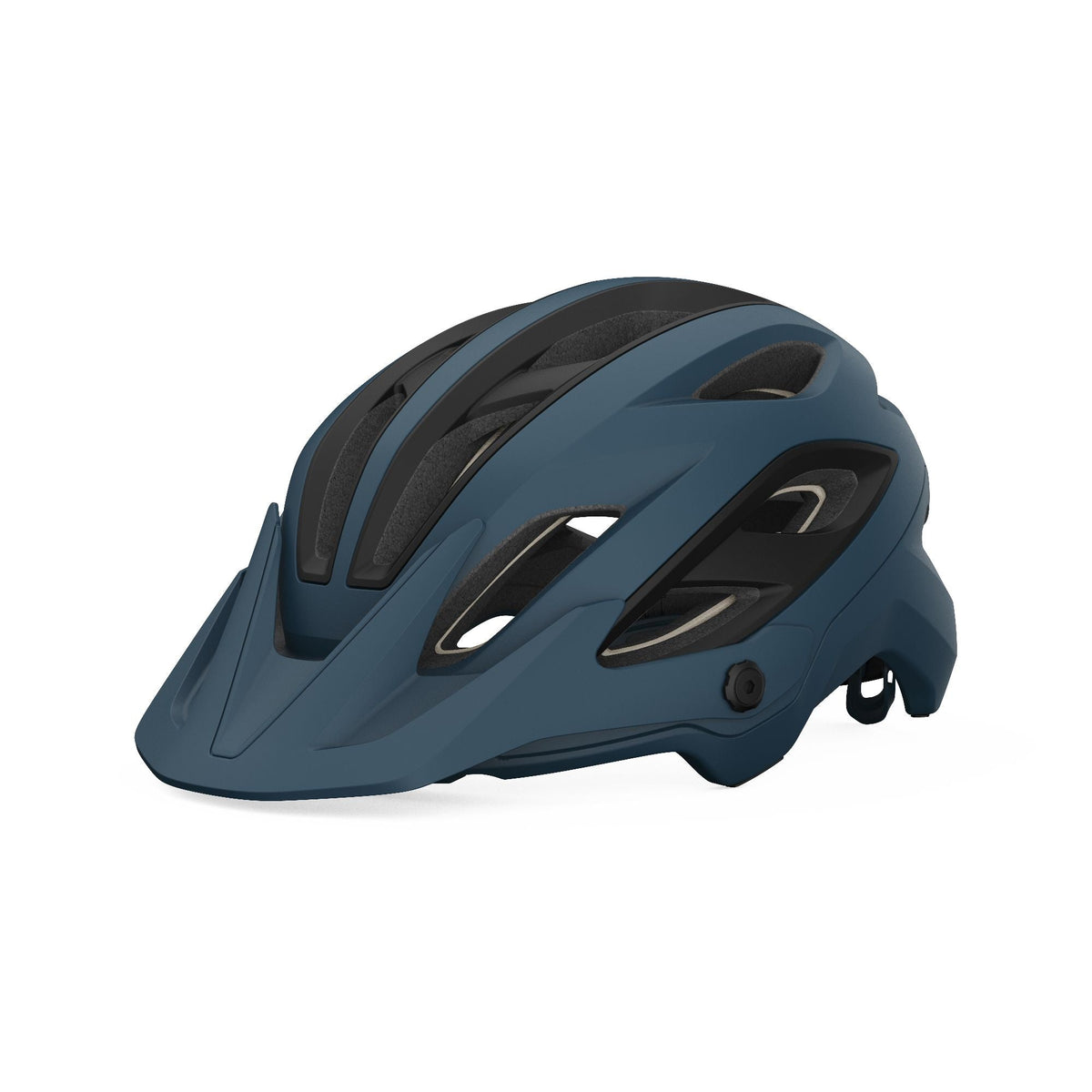 Bicycle helmet, matte harbor blue with black vents and MIPS padding