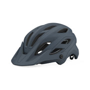 Bicycle helmet, matte harbor blue with black stripes and front vent openings