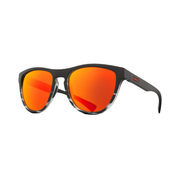 Giro Mills sunglasses, matte black frame with orange-red mirrored lenses