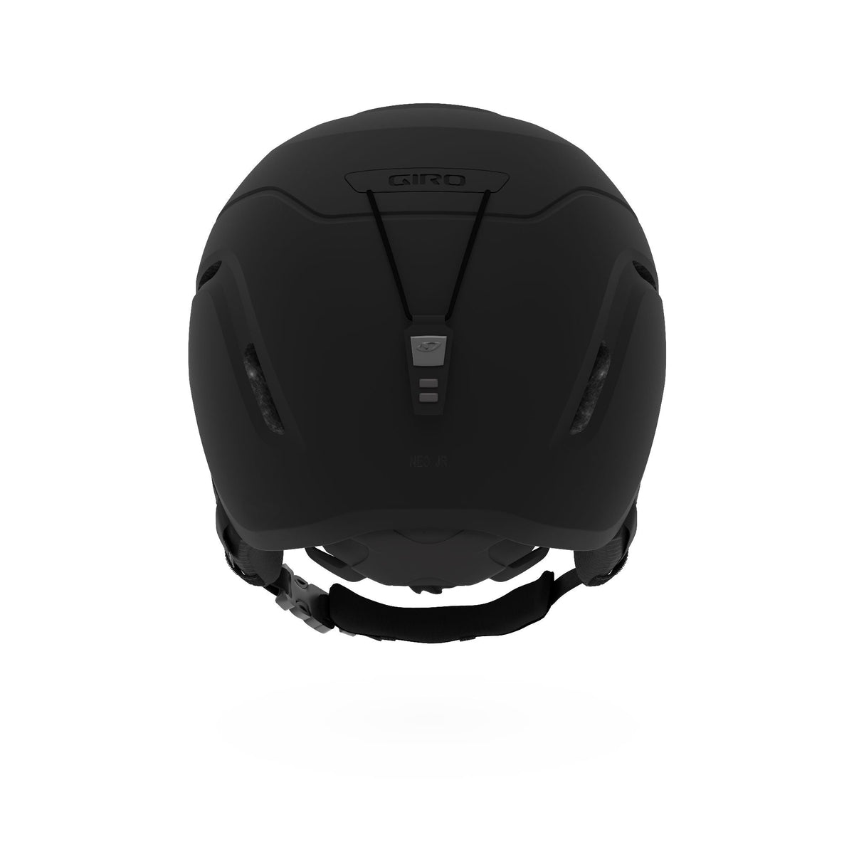Youth bike helmet, matte black shell with vents and adjustable chin strap