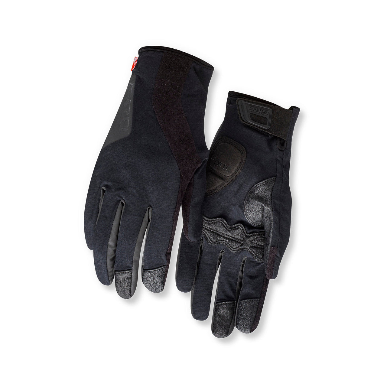 Giro Pivot 2.0 cycling gloves, black full-finger with padded knuckles and wrist strap