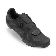 Men's black cycling shoe with textured panels and BOA dial