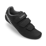 Women's cycling shoe, black mesh upper with three hook-and-loop straps