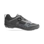 Gray cycling shoe with BOA dial and hook-and-loop strap, molded side panels