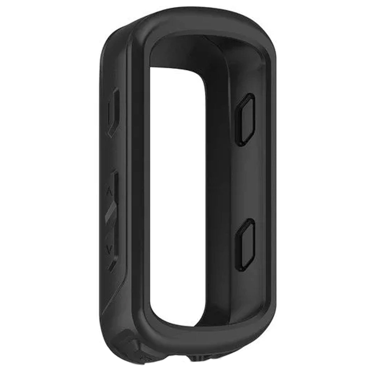 Black silicone case with cutouts for bike computer and side button openings