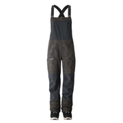 Women’s mountain surf bib overalls in dark gray with X-back adjustable straps and full-length legs