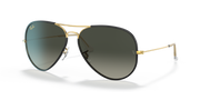 Ray-Ban RB3025JM aviator sunglasses, gold frame, dark gradient lenses, clear tips